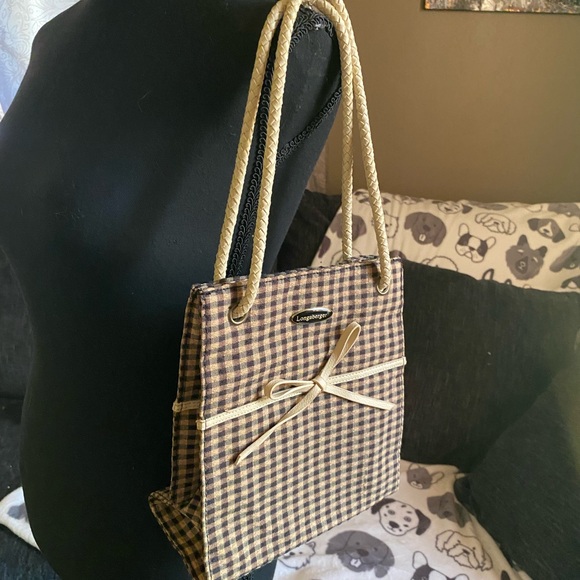 Longaberger Tan and Black Checkered Women's Bag - Picture 1 of 4